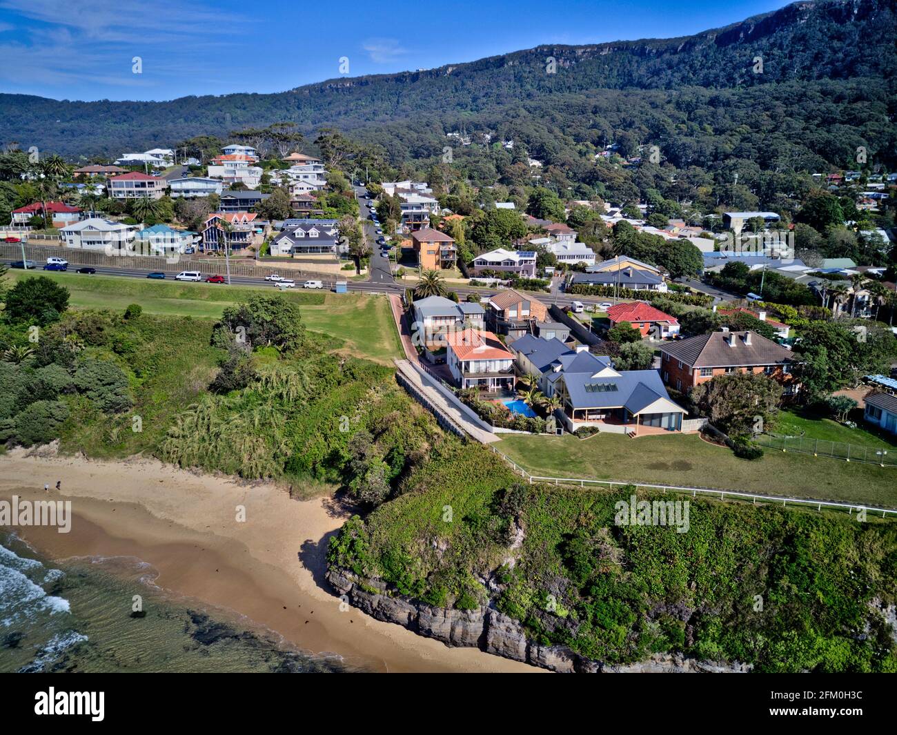 Aerial of Austinmer a coastal village just north of Wollongong New South Wales Australia Stock Photo