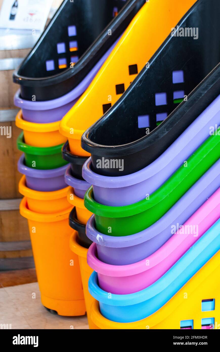 Colorful Trollies at the entrance to Eataly, Rome, Italian Food ...