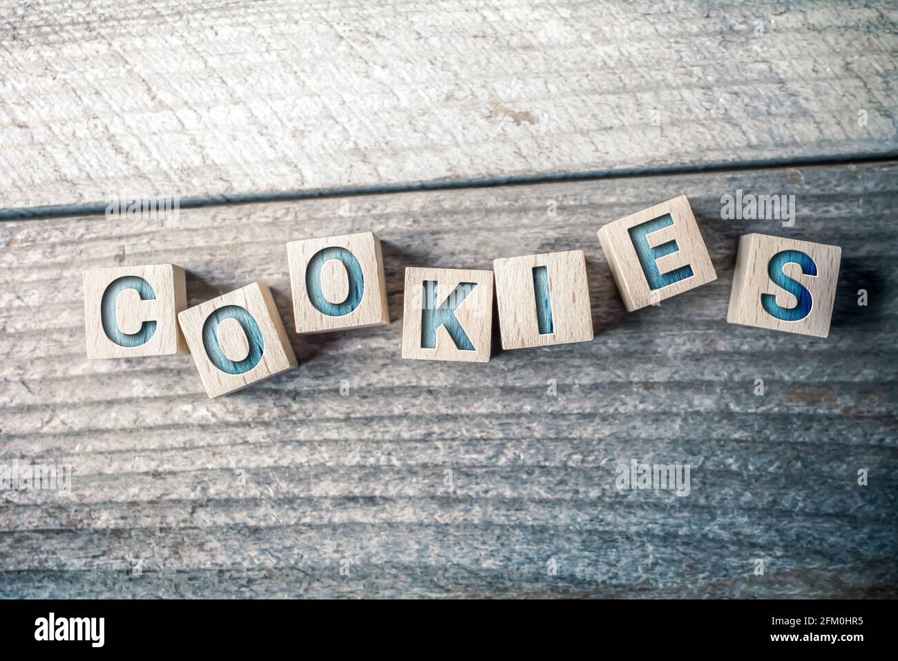 Cookies Written On Wooden Blocks On A Board Stock Photo - Alamy