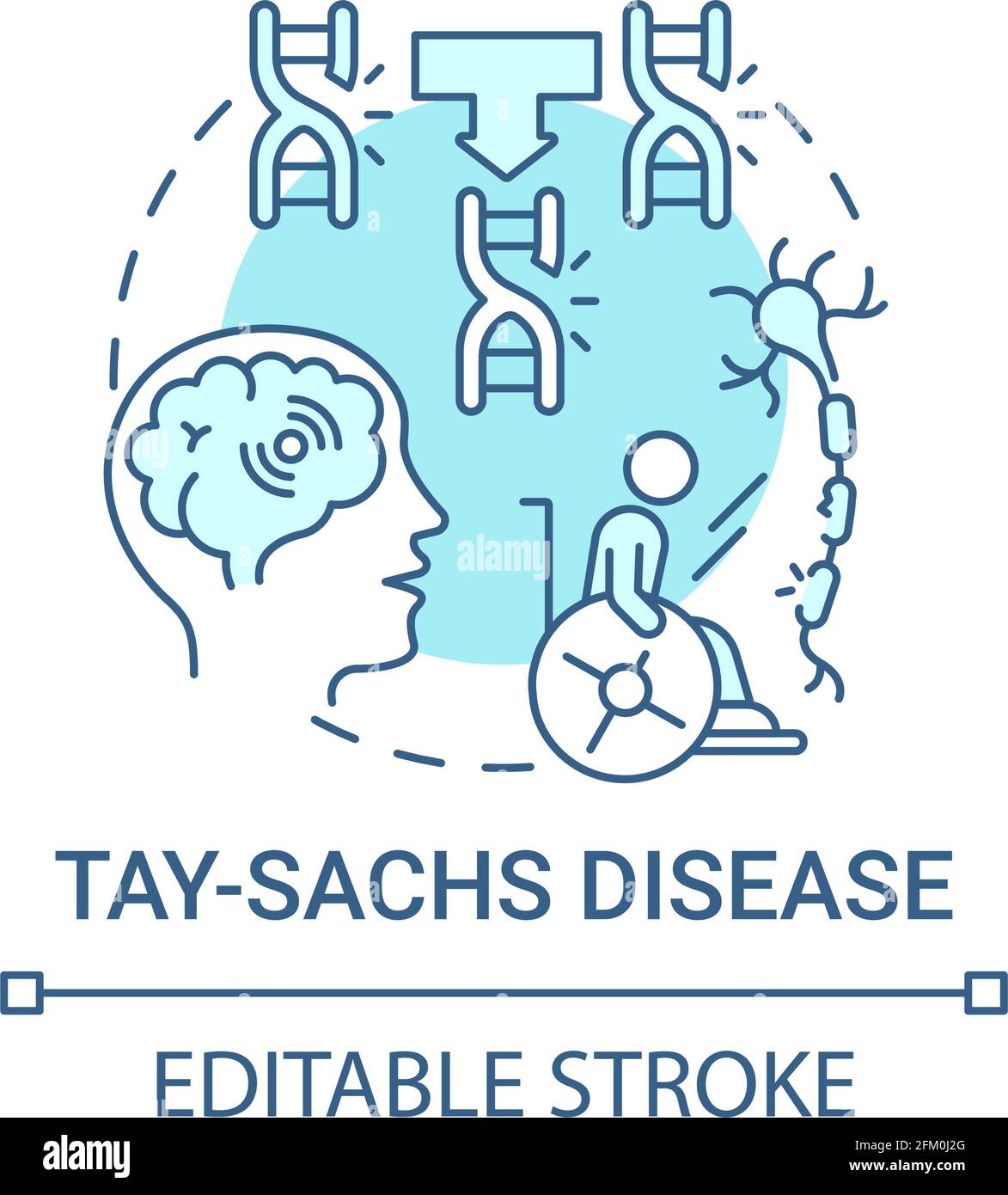 Tay sachs disease blue concept icon Stock Vector
