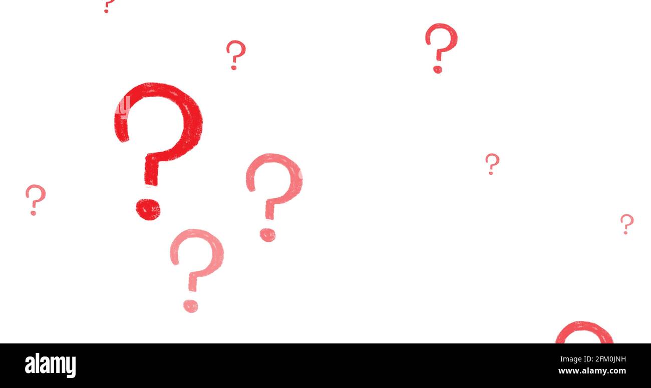 Illustration of multiple red question marks on white background Stock