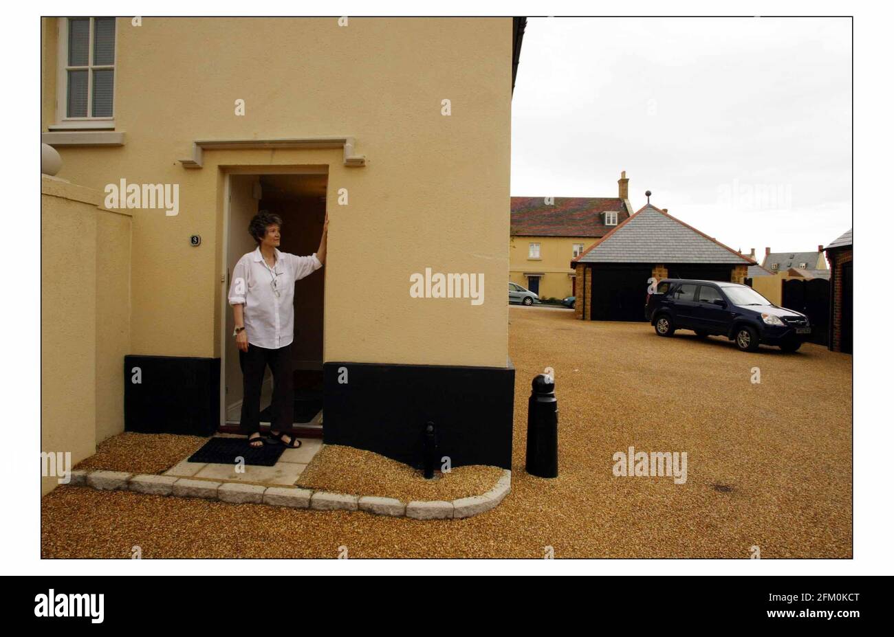 Glenys Jones resident of Poundbury who feels strongly about the planned development of Jubilee Court in Poundbury, Prince of Wales model village, Dorchester in Dorset.pic David Sandison 25/8/2004 Stock Photo