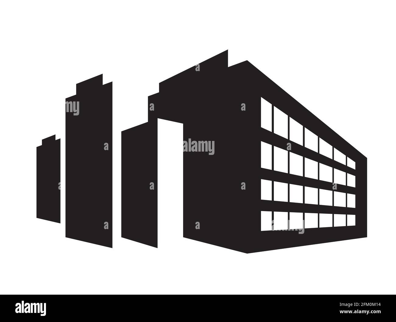 Industrial building facility silhouetted urban building Stock Vector