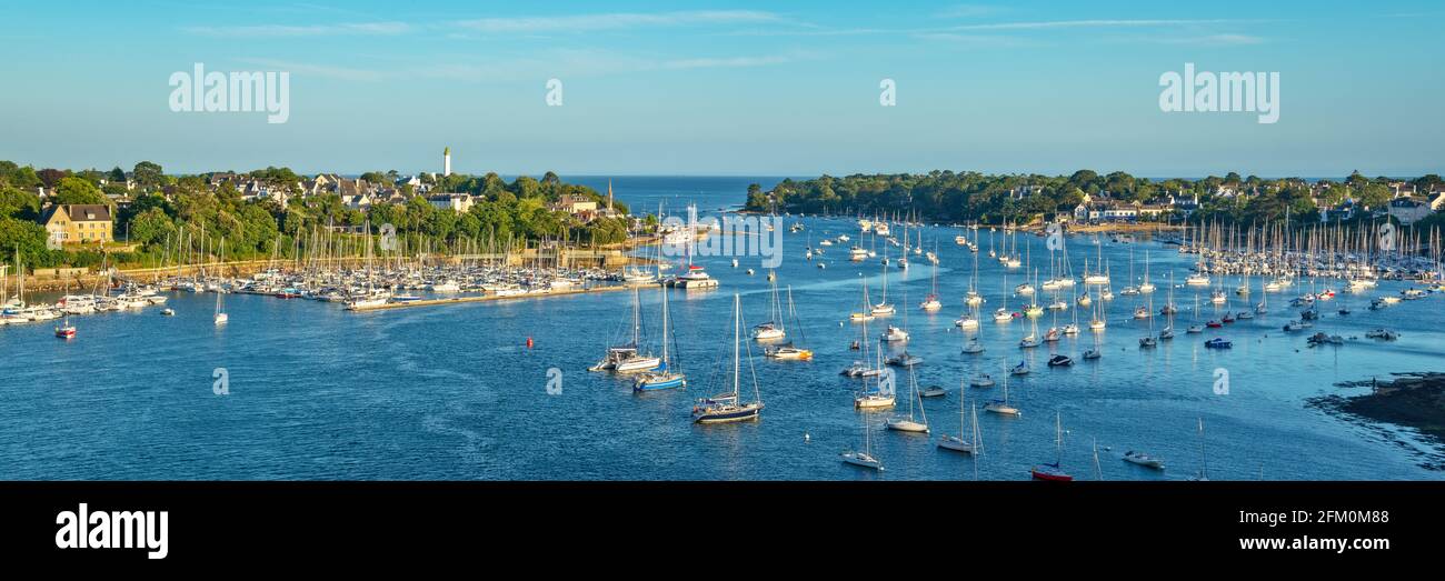 Panorama of the Odet river and Bénodet in Finistère, Brittany, France Stock Photo