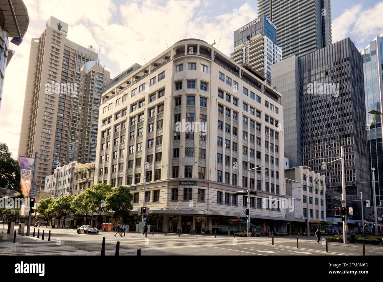 The iconic Woolworths Building (1955) built in Chicago School Design George Street Sydney Australia Stock Photo