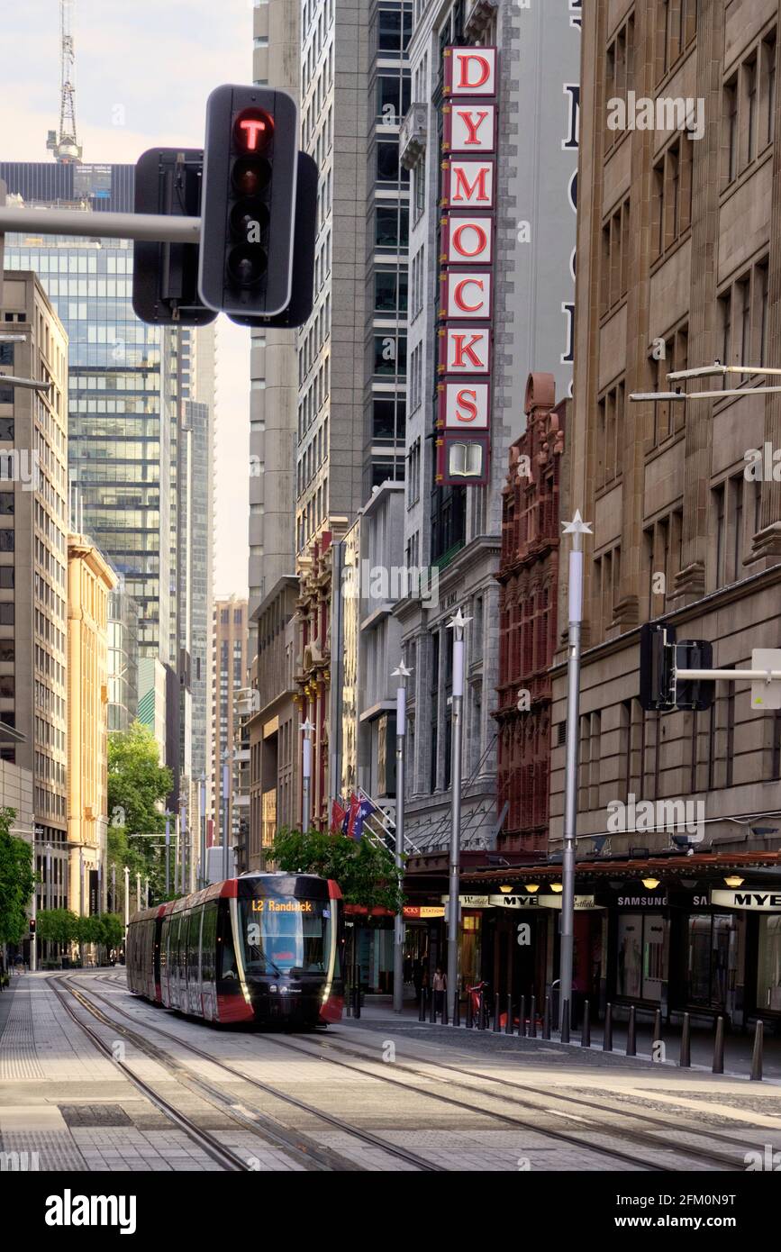 The Electric Light Rail Tram system on George Street Sydney Australia Stock Photo