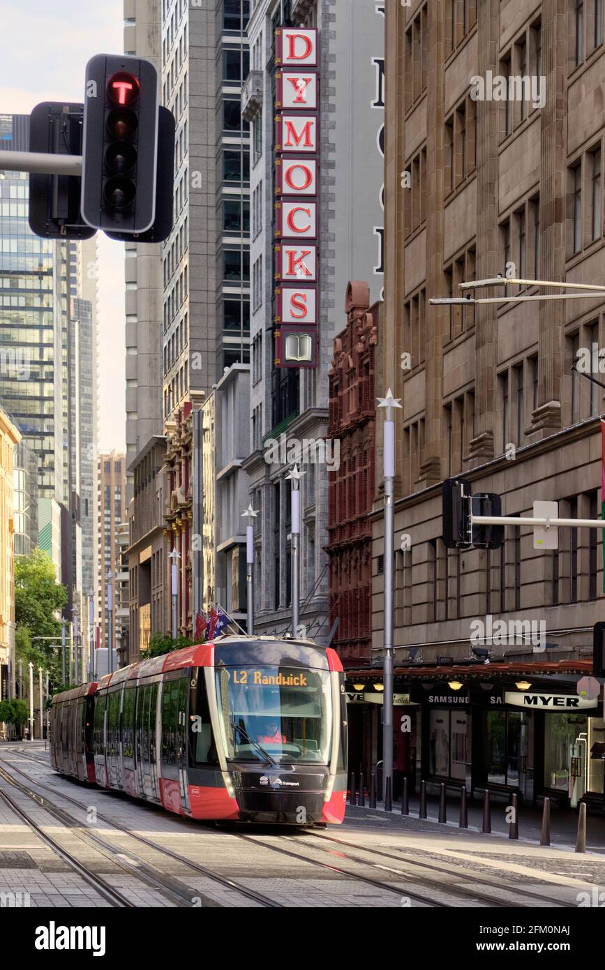 The Electric Light Rail Tram system on George Street Sydney Australia Stock Photo