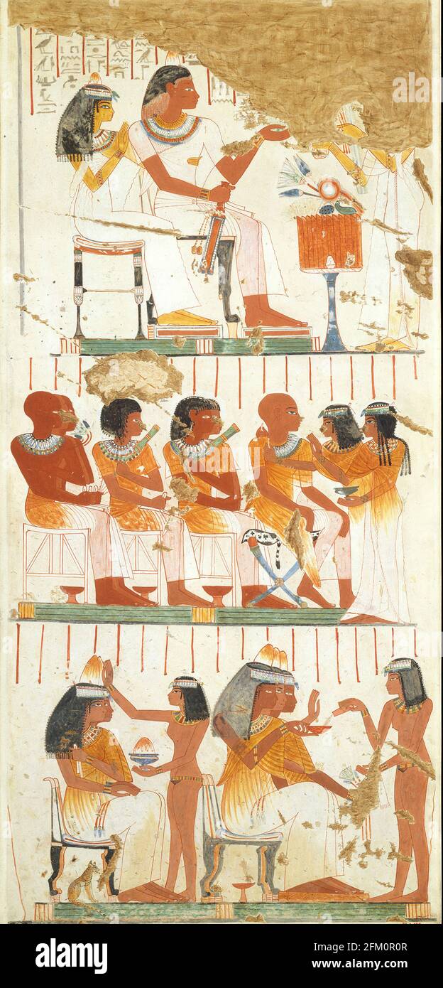 Guests at a Banquet A.D. 1920–21; copy from original ca. 1390–1349 B.C. By Nina de Garis Davies Stock Photo