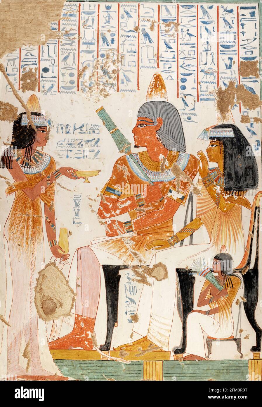 Nebamun Receiving Wine detail from Guests at banquets - A.D. 1916; copy from original ca. 1390–1349 B.C. By Nina de Garis Davies Stock Photo