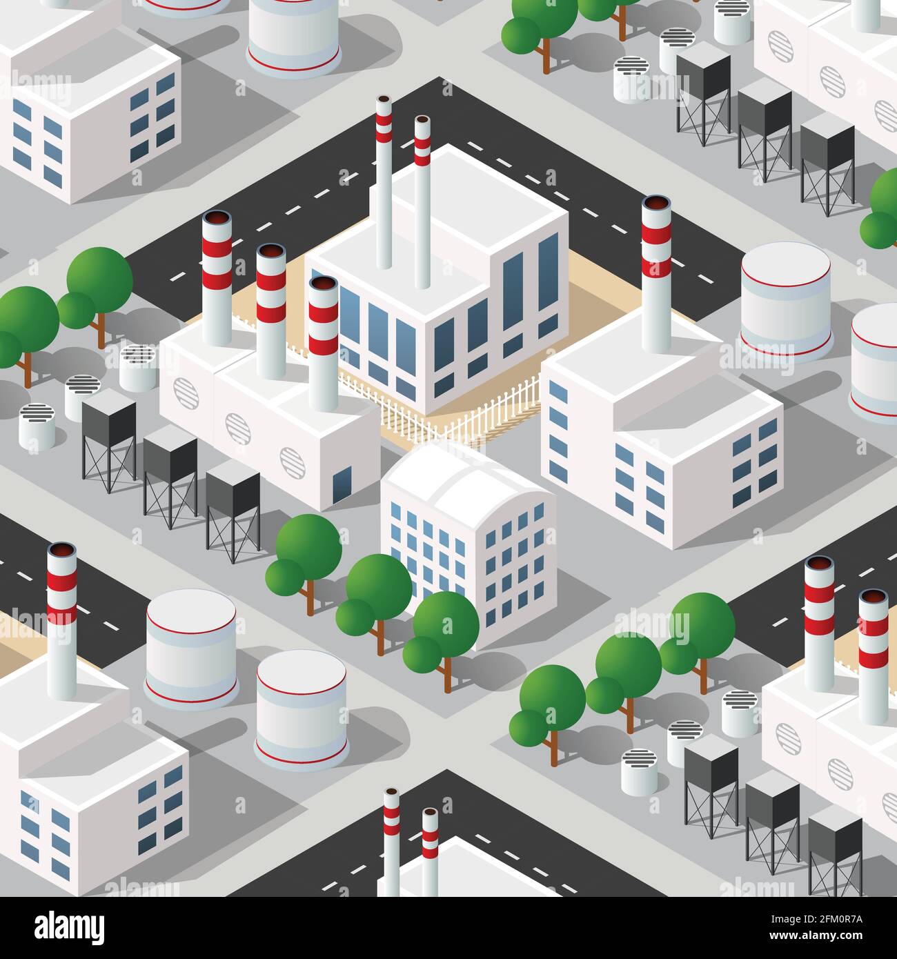 Isometric 3D illustration of the Industrial district city Stock Vector ...
