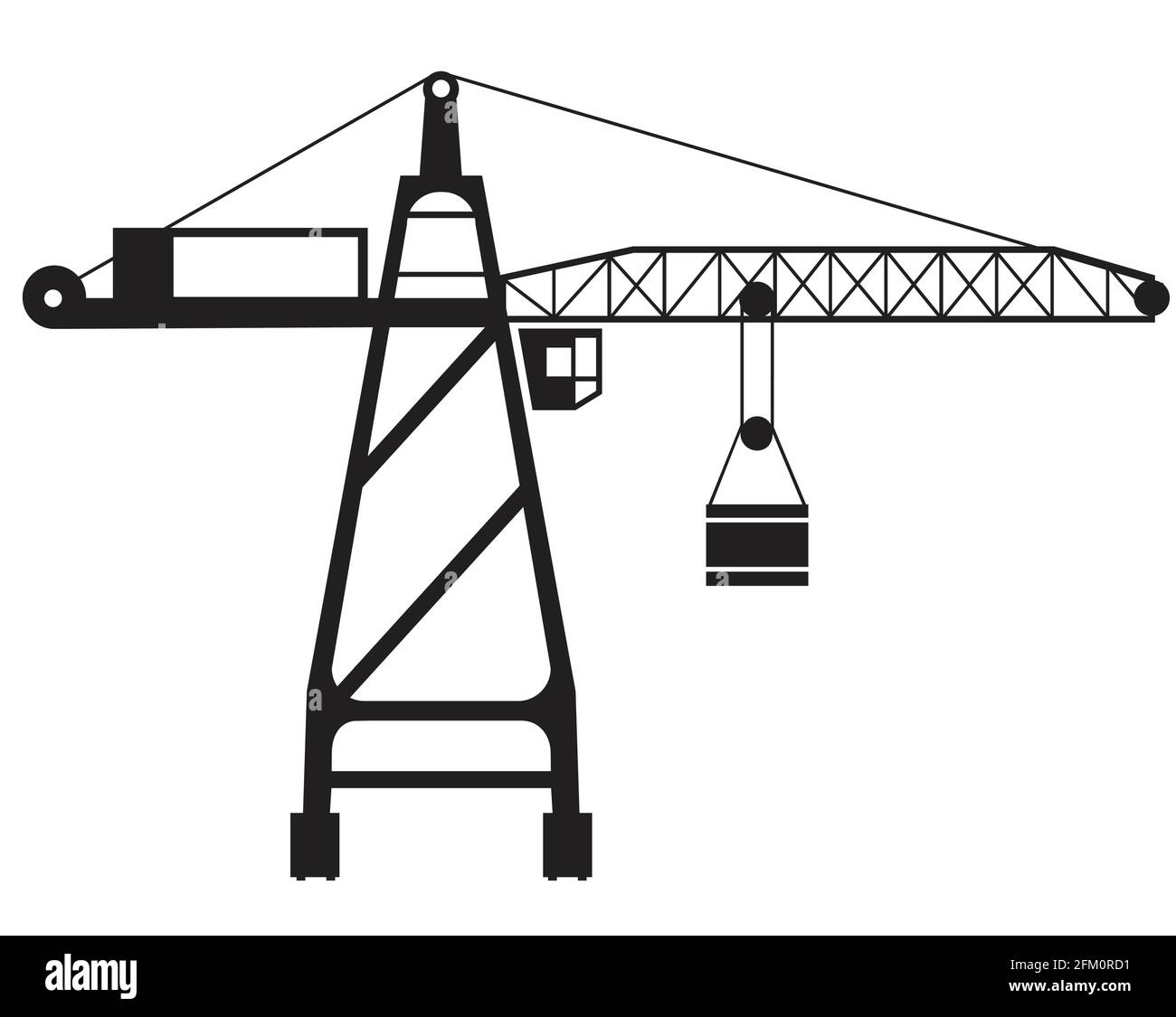 Vector tower crane silhouette object element retro of Industry Stock Vector