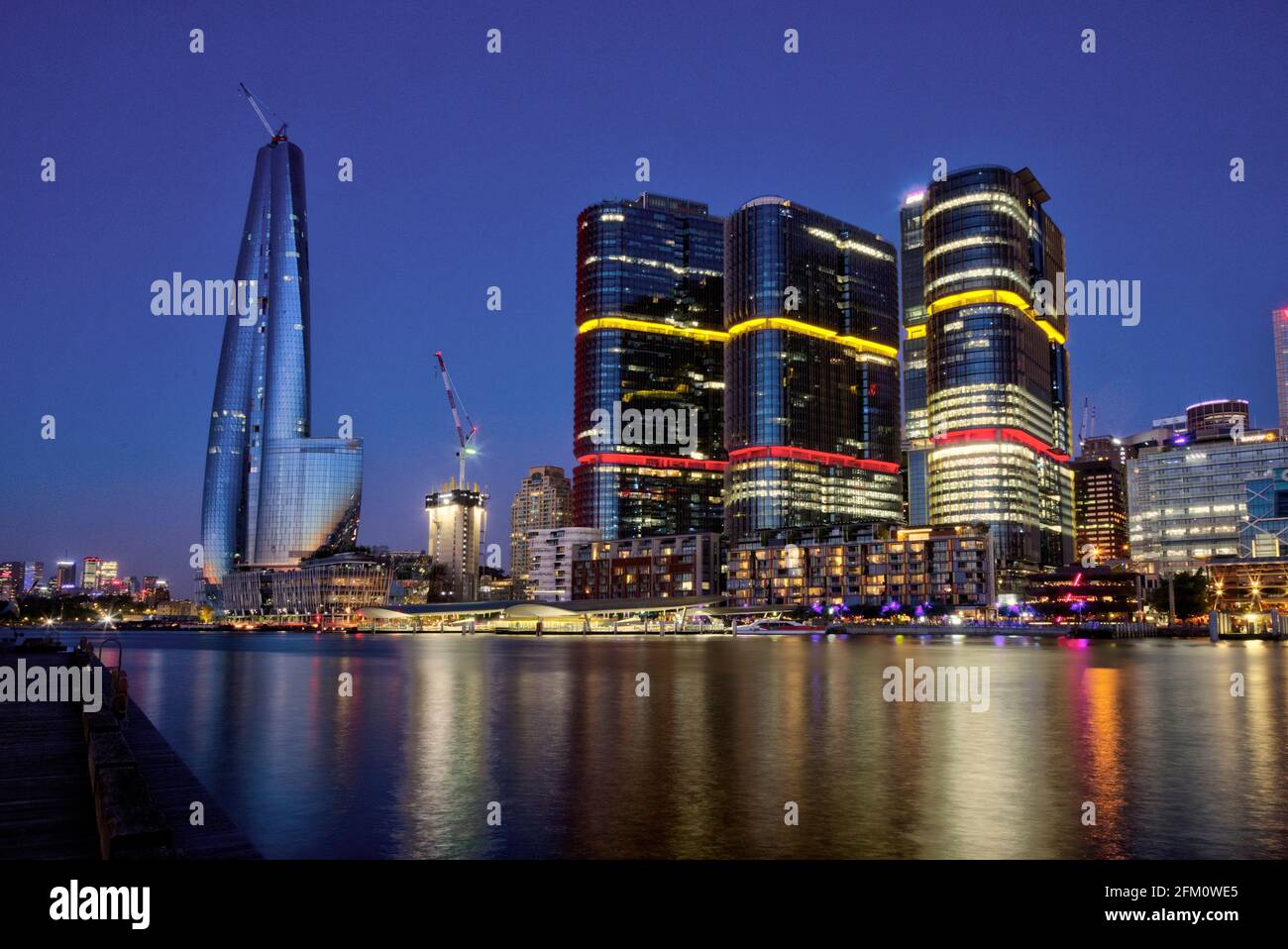 Sunset over the Crown Casino and International Towers buildings at
