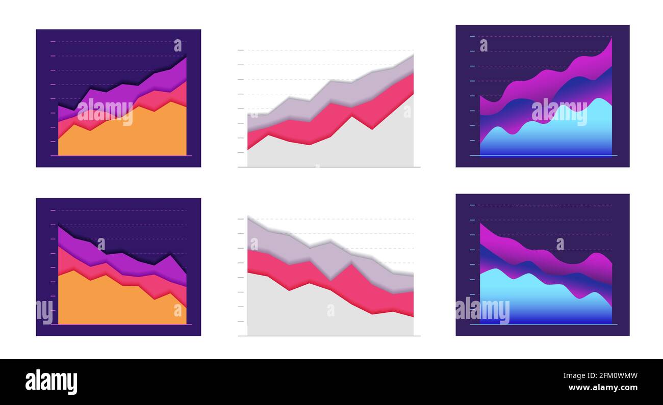 Collection Abstract graph line moving up and down. concept of business ...