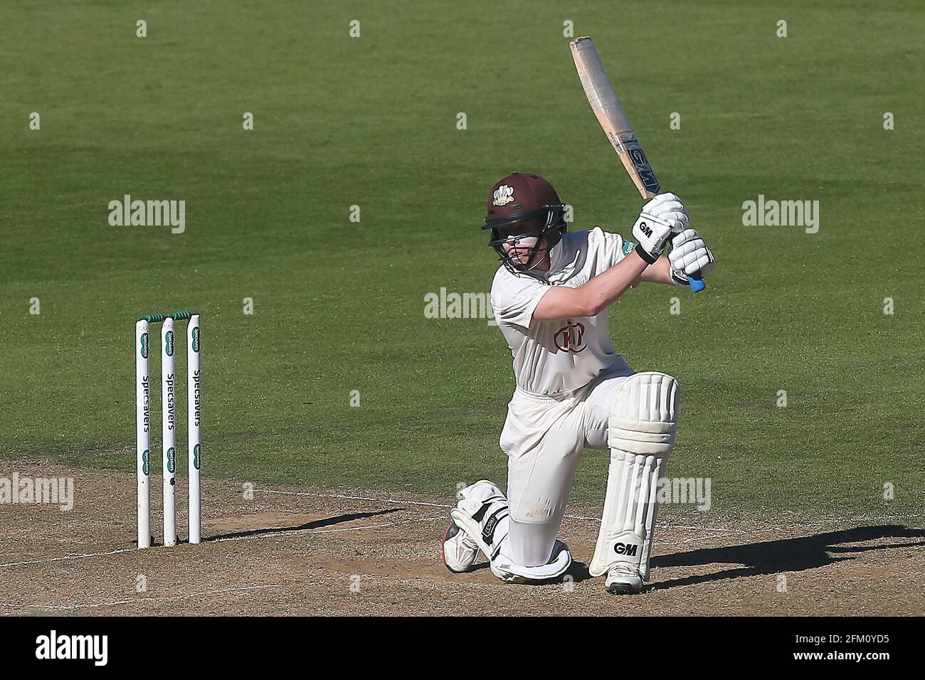 Ollie Pope of Surrey hits 4 runs during Surrey CCC vs Essex CCC