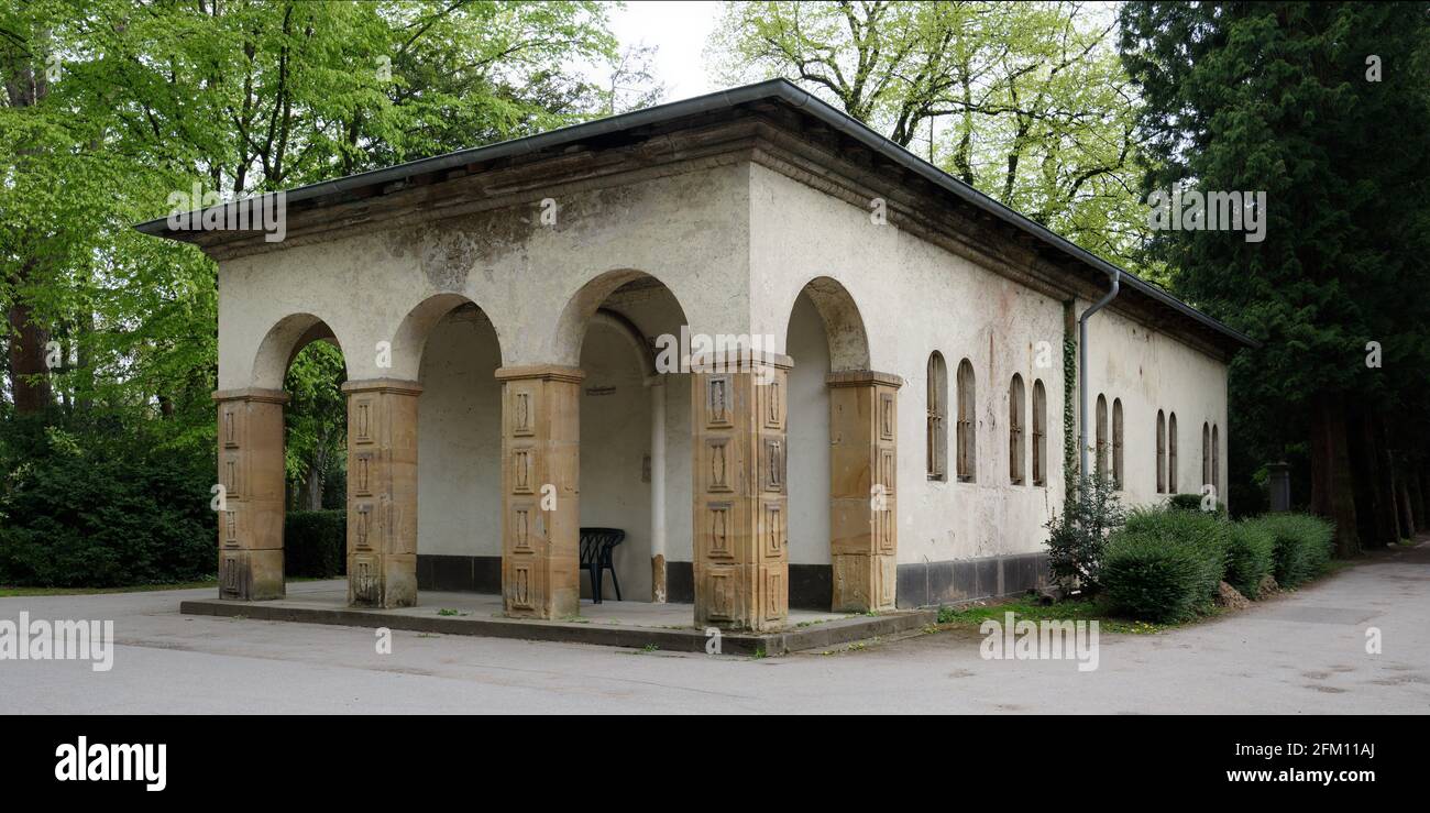 Cologne, Germany - May 03, 2021: The old mourning hall from 1880/81 in neo-Romanesque style at the Melaten cemetery Stock Photo