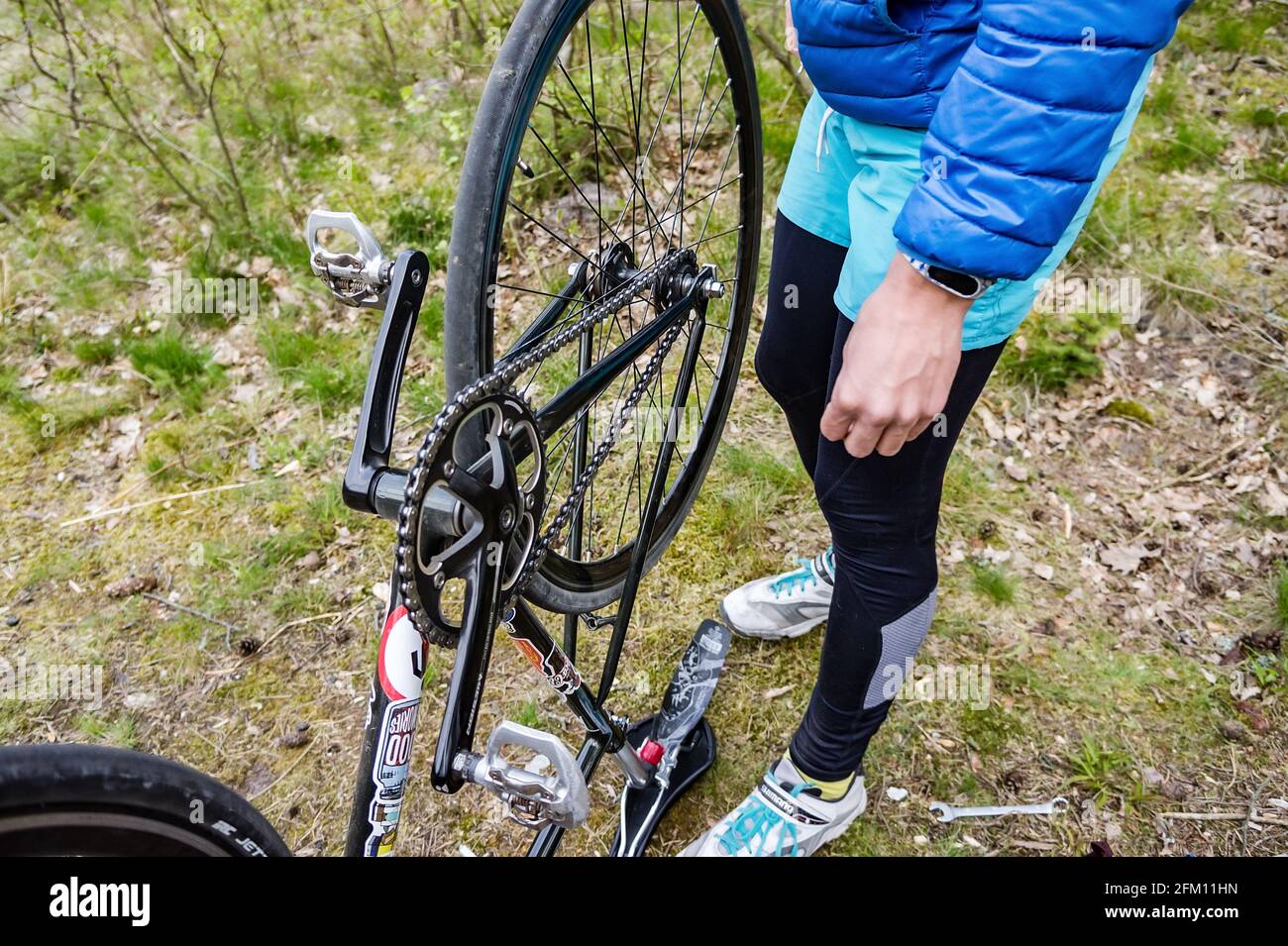 bicycle. Lubricate and clean bike parts 
