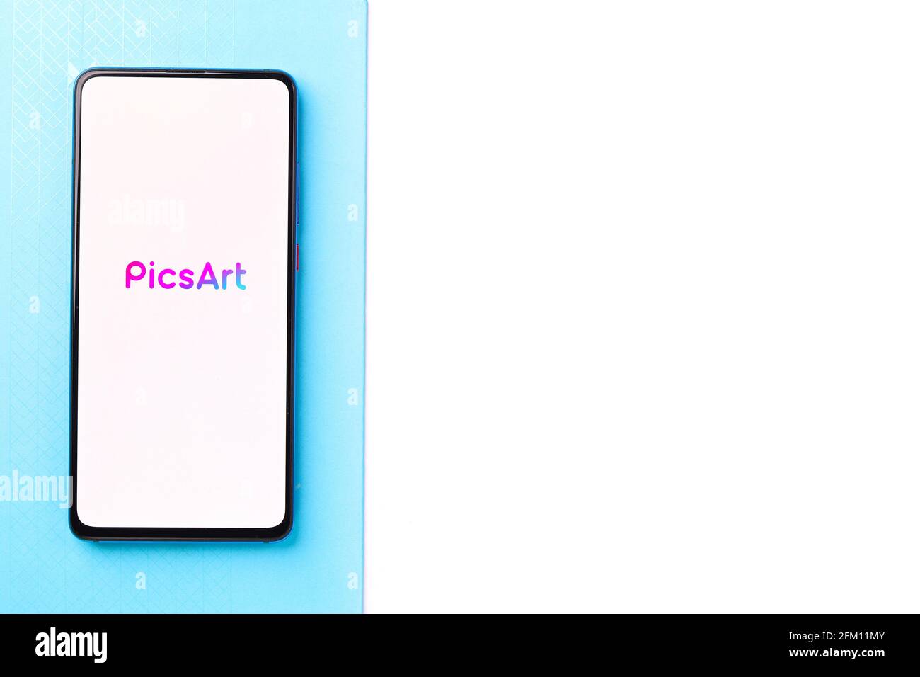 Assam, india - May 04, 2021 : PicsArt on phone screen stock image. Stock Photo