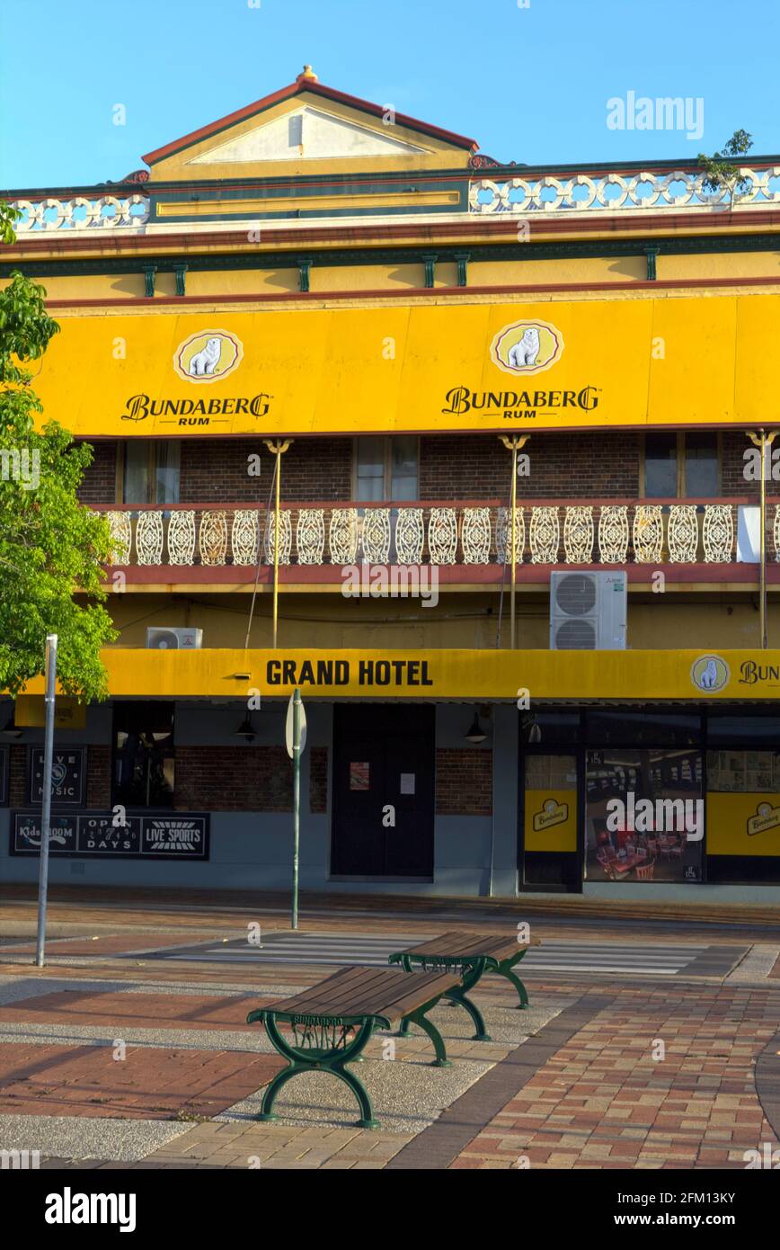 The historic Grand Hotel (1885) on Bourbong Street Bundaberg Queensland Australia Stock Photo