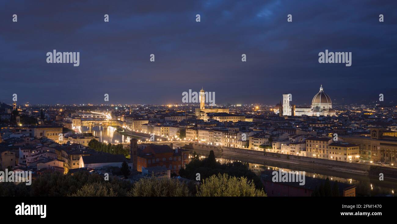 View of Florence at dusk, Florence, Italy Stock Photo