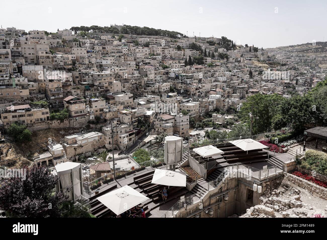 Jerusalem, Israel. 5th May, 2021. An eastward view of the predominantly Muslim neighborhood of Silwan in east Jerusalem. Credit: Nir Alon/Alamy Live News Stock Photo