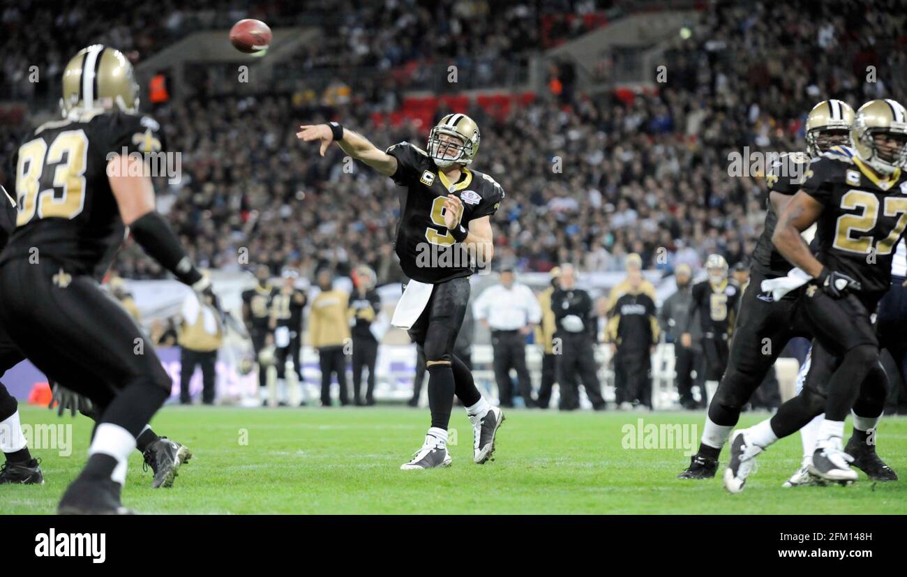 Drew Brees #9 of the New Orleans Saints looks on during a game against the  Indianapolis Colts in Super Bowl XLIV Stock Photo - Alamy