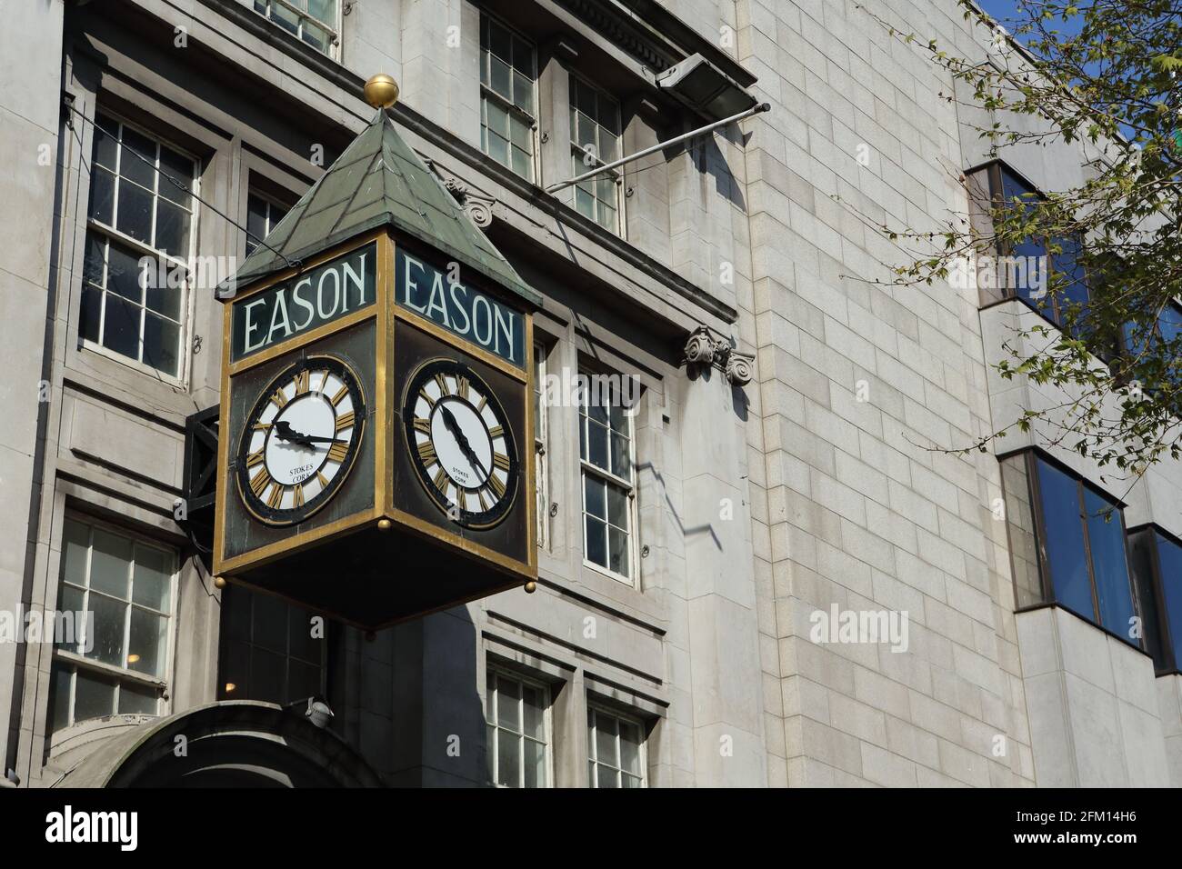 Eason clock on O'connell street in Dublin, Ireland Stock Photo