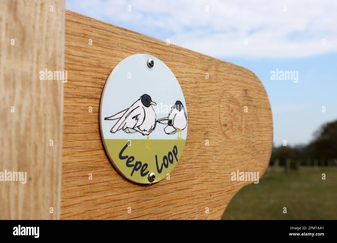 Lepe Loop footpath sign, on the Lepe Loop, Lepe, New Forest, Hampshire Stock Photo