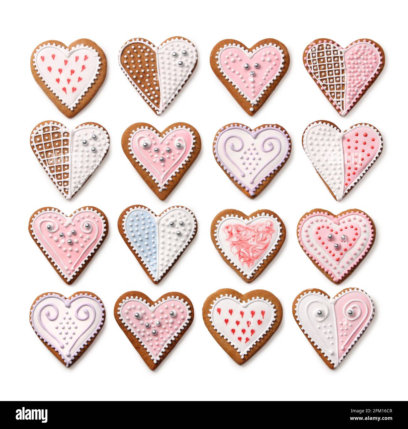 Sweet Christmas heart shaped gingerbread cookies collection with ...