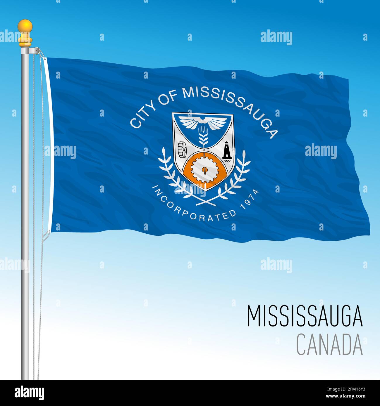 City of Missisauga flag, Canada, north american country, vector illustration Stock Vector