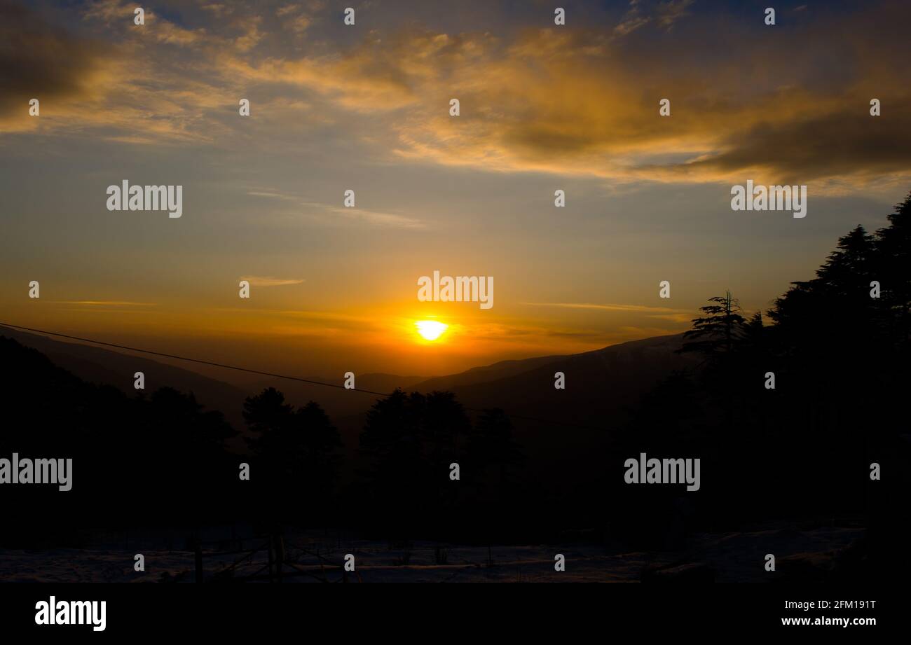 Beautiful Sunset view from mata Vaishnodevi darbar katra Jammu Stock Photo