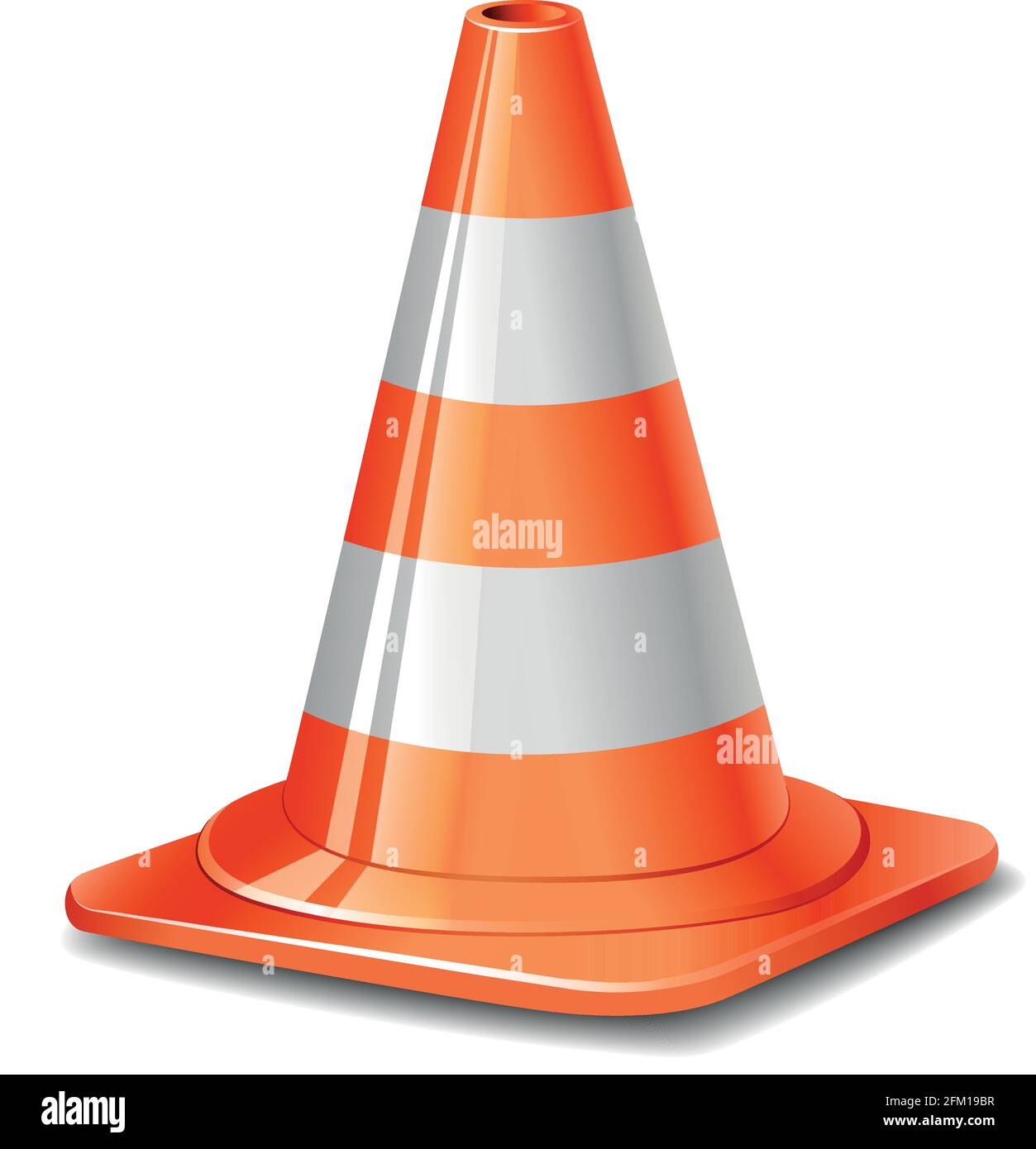 Illustration of orange traffic cone on white background Stock Vector