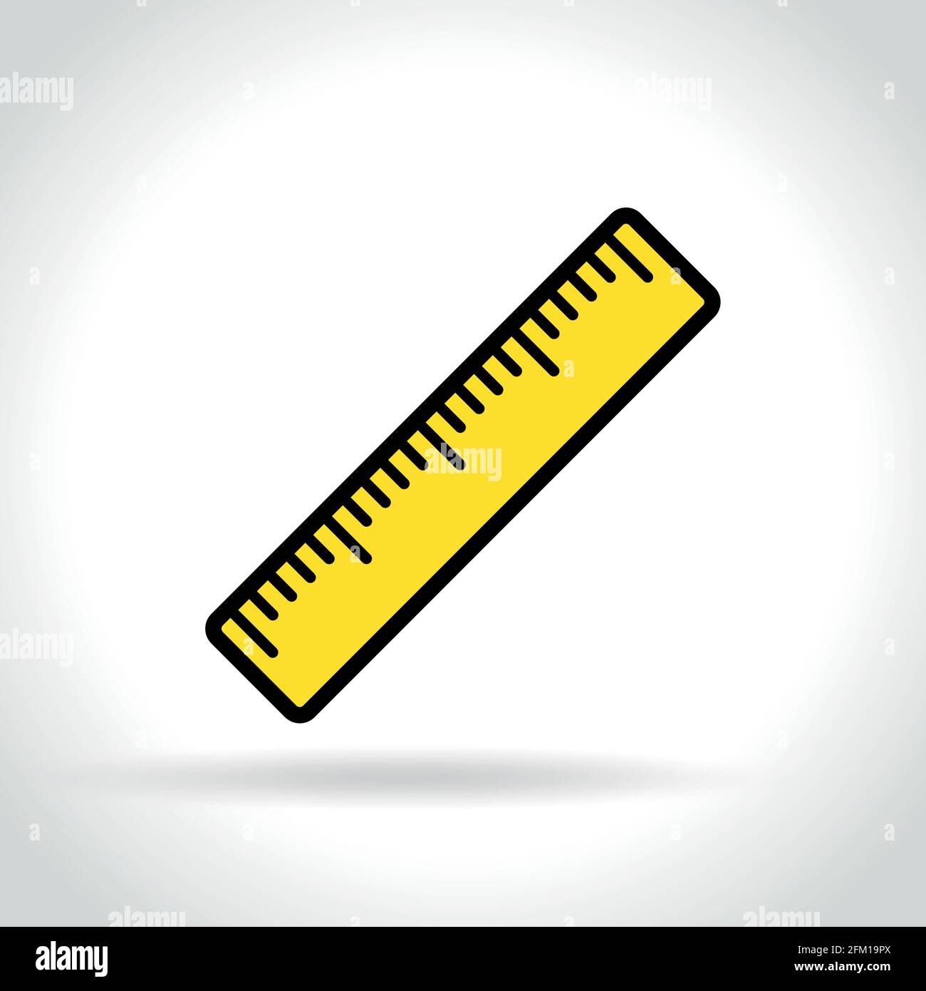 Illustration of yellow ruler on white background Stock Vector