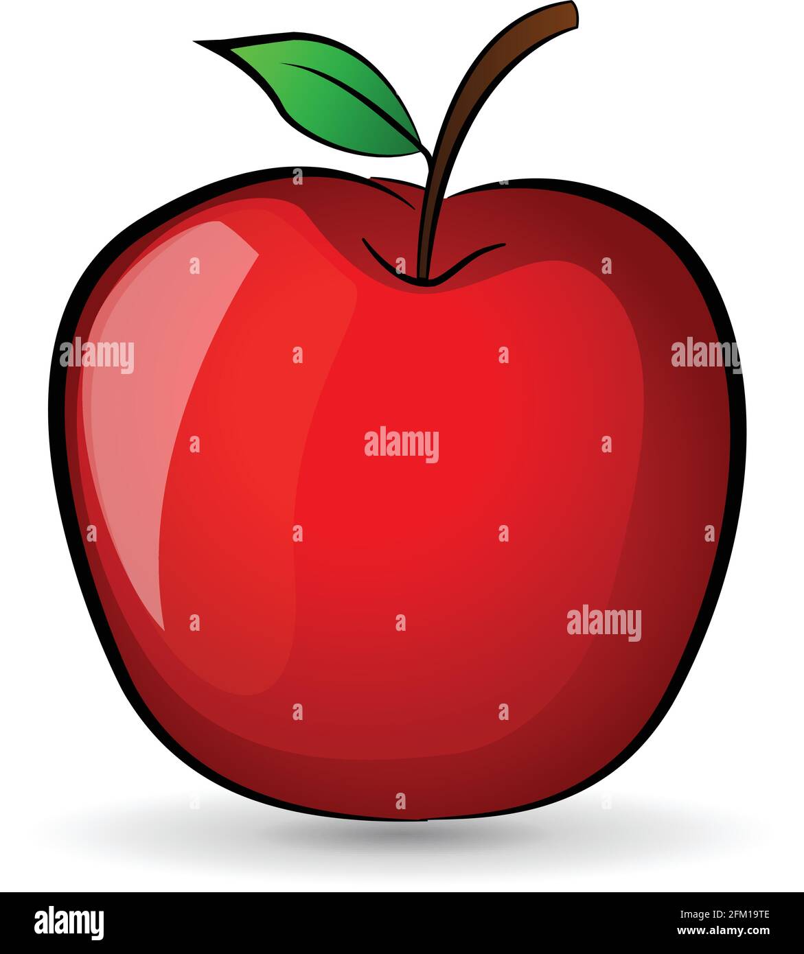 Illustration of red apple drawing on white background Stock Vector