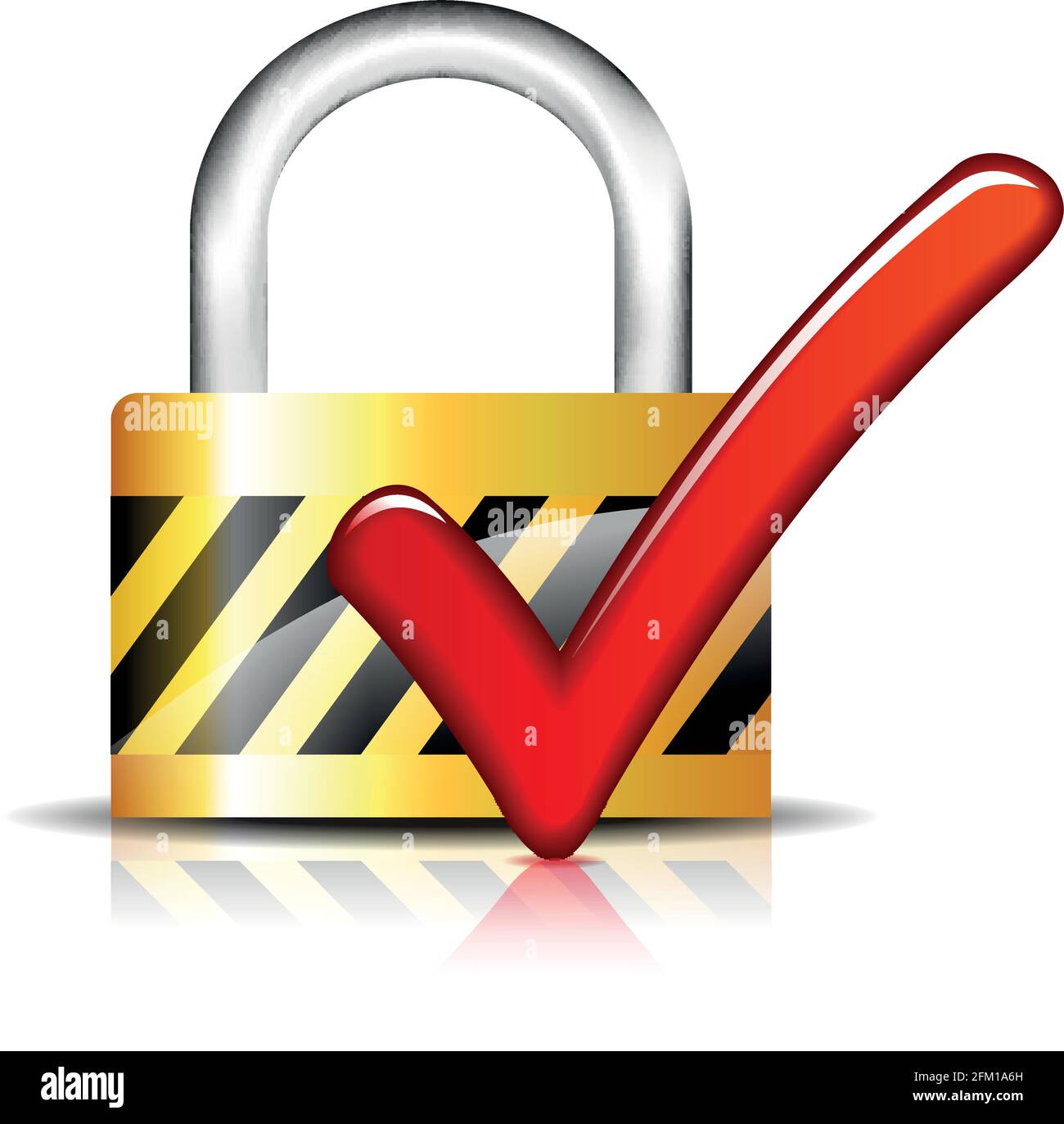 Illustration of padlock closed with red check mark Stock Vector Image & Art Alamy