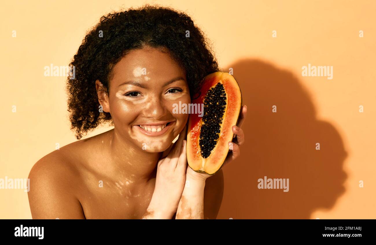 Papaya cosmetics for depigmentation of a woman's skin face with