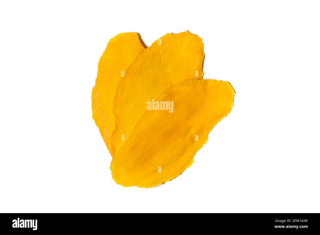 Dried mango slices isolated on white background. Stock Photo