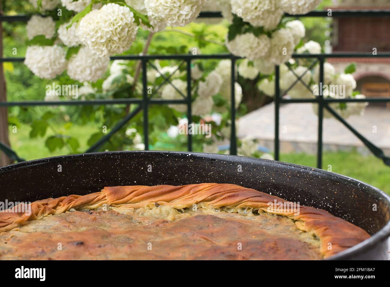 Greek Spinach Pie With Feta Cheese ,preparation of traditional village