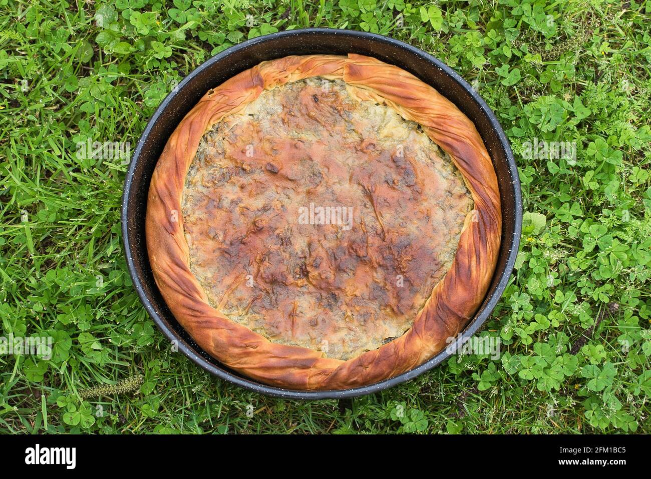 Greek Spinach Pie With Feta Cheese ,preparation of traditional village