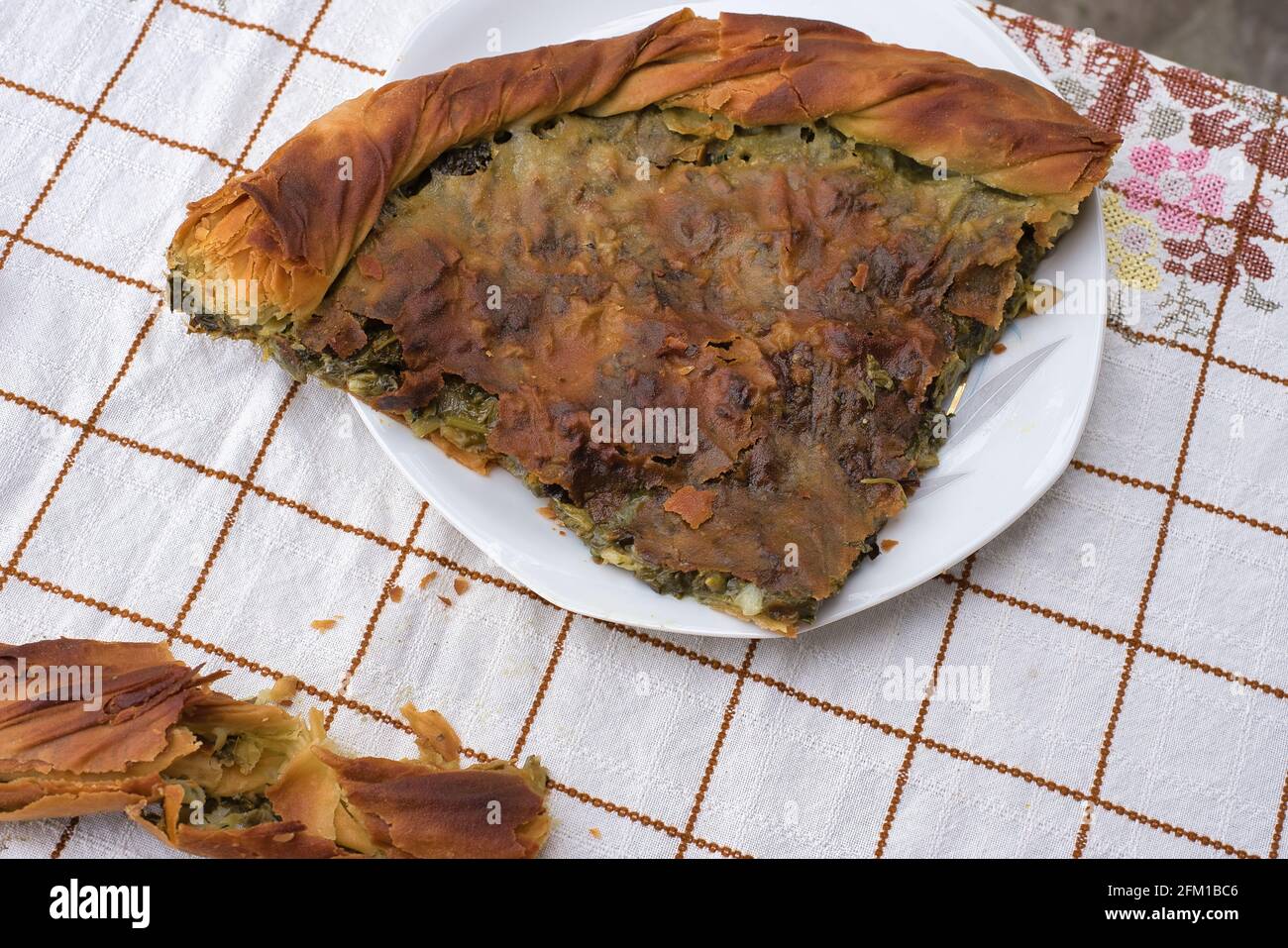 Greek Spinach Pie With Feta Cheese ,preparation of traditional village
