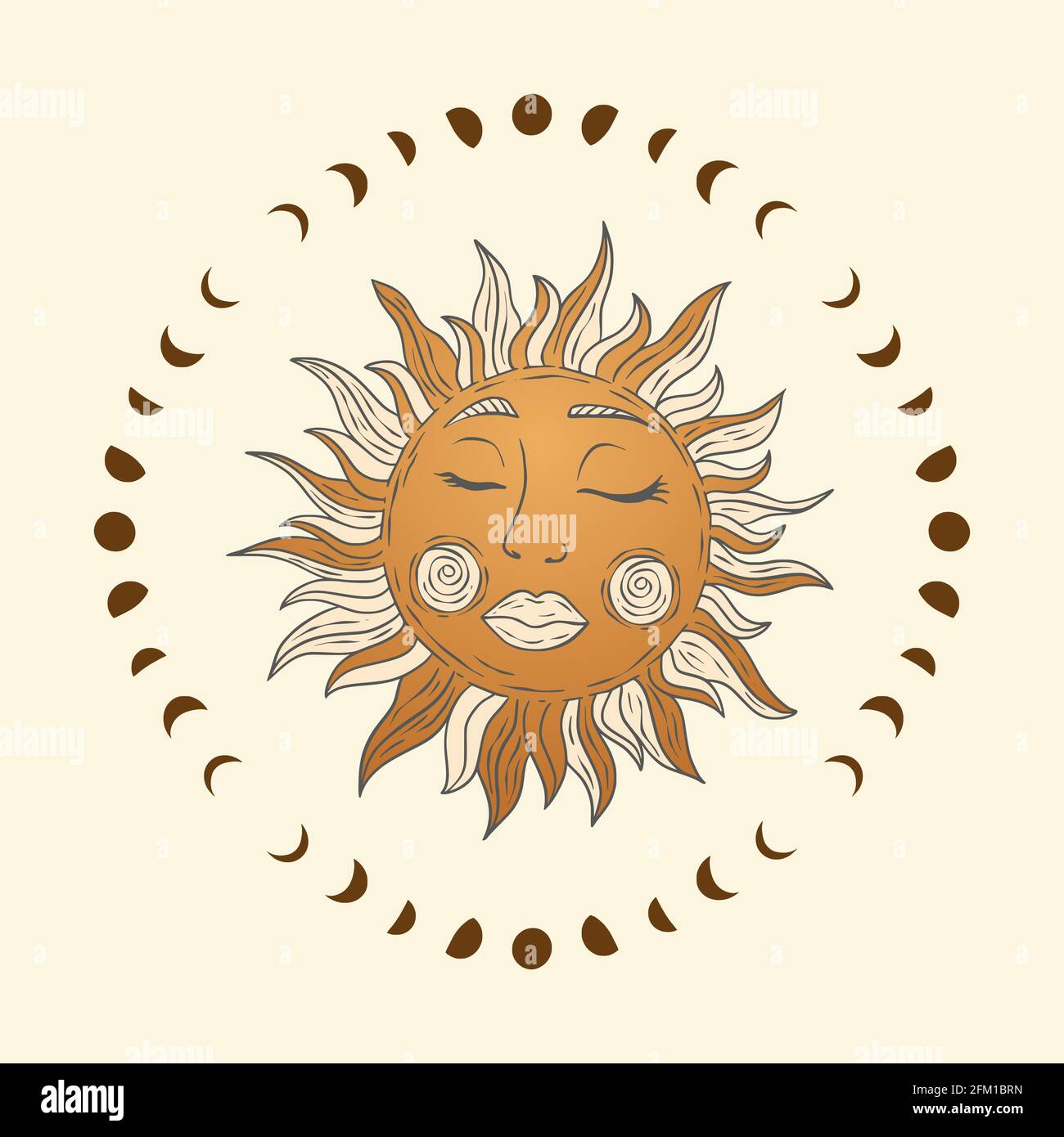 Celestial Sun And Moon Star Vector Sacred Dreaming Astrology Boho Esoteric Art Stock Vector Image Art Alamy