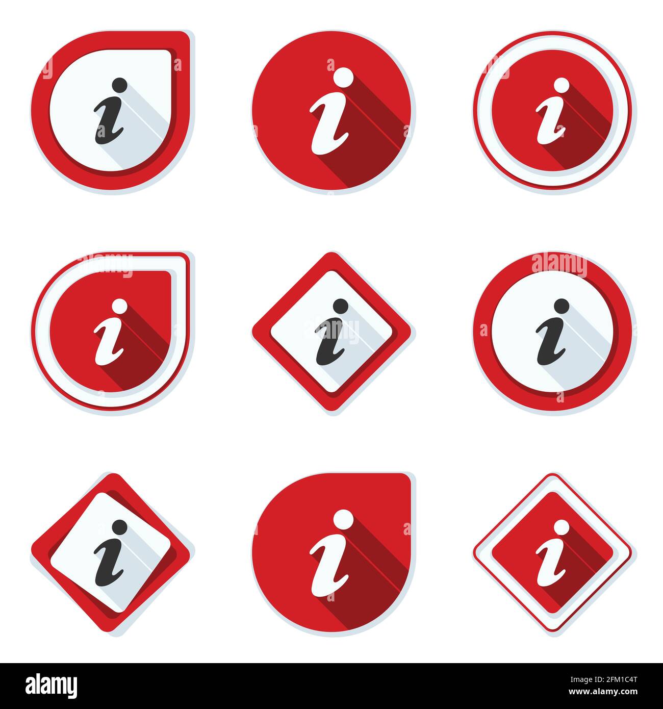 Set of different framed Information button label illustration Stock Vector