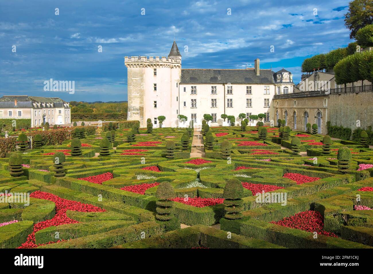 Castle and gardens of Villandry, Loire valley Stock Photo
