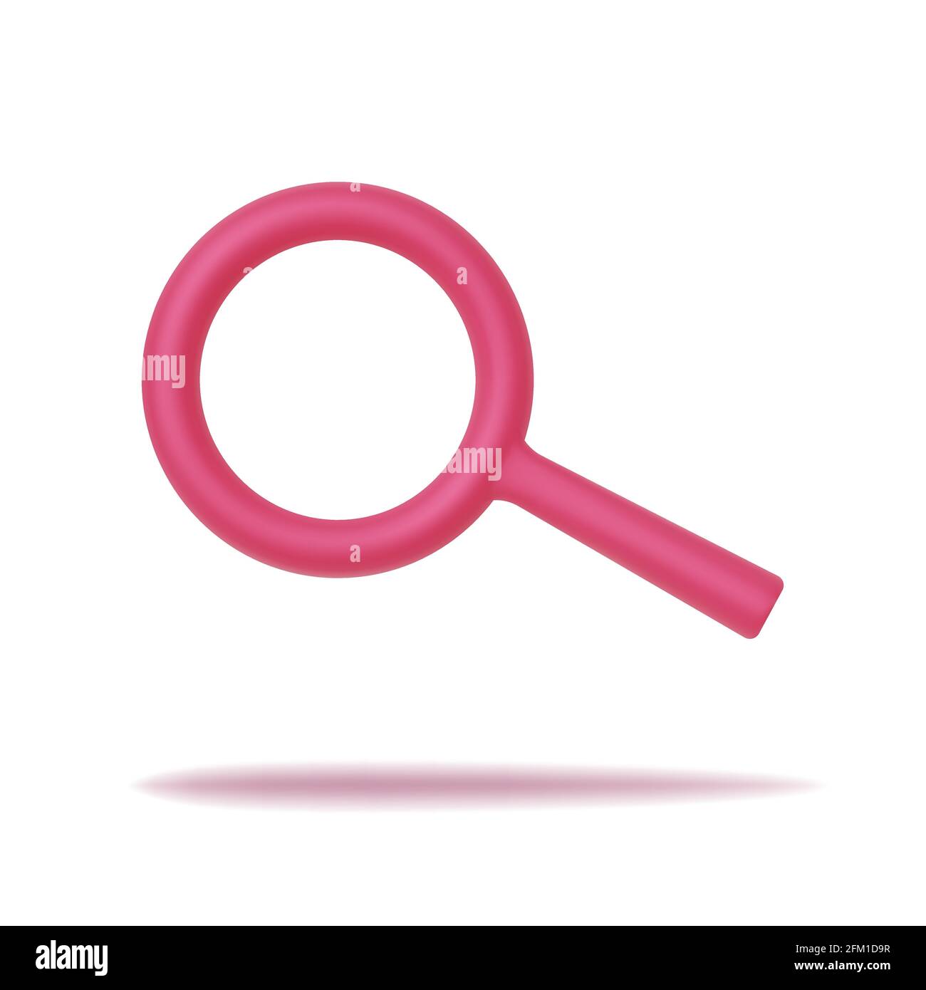 Pink search icon 3d render. Element browser sign for mobile, web and application. Vector Stock Vector