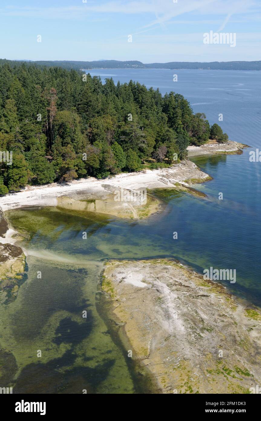 Aerial photograph of Yellow Point beaches, Vancouver Island, British ...