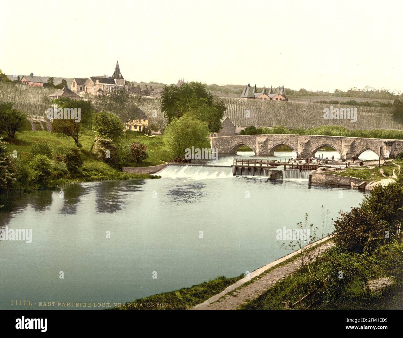 East Farleigh Lock and Bridge on the River Medway near Maidstone in