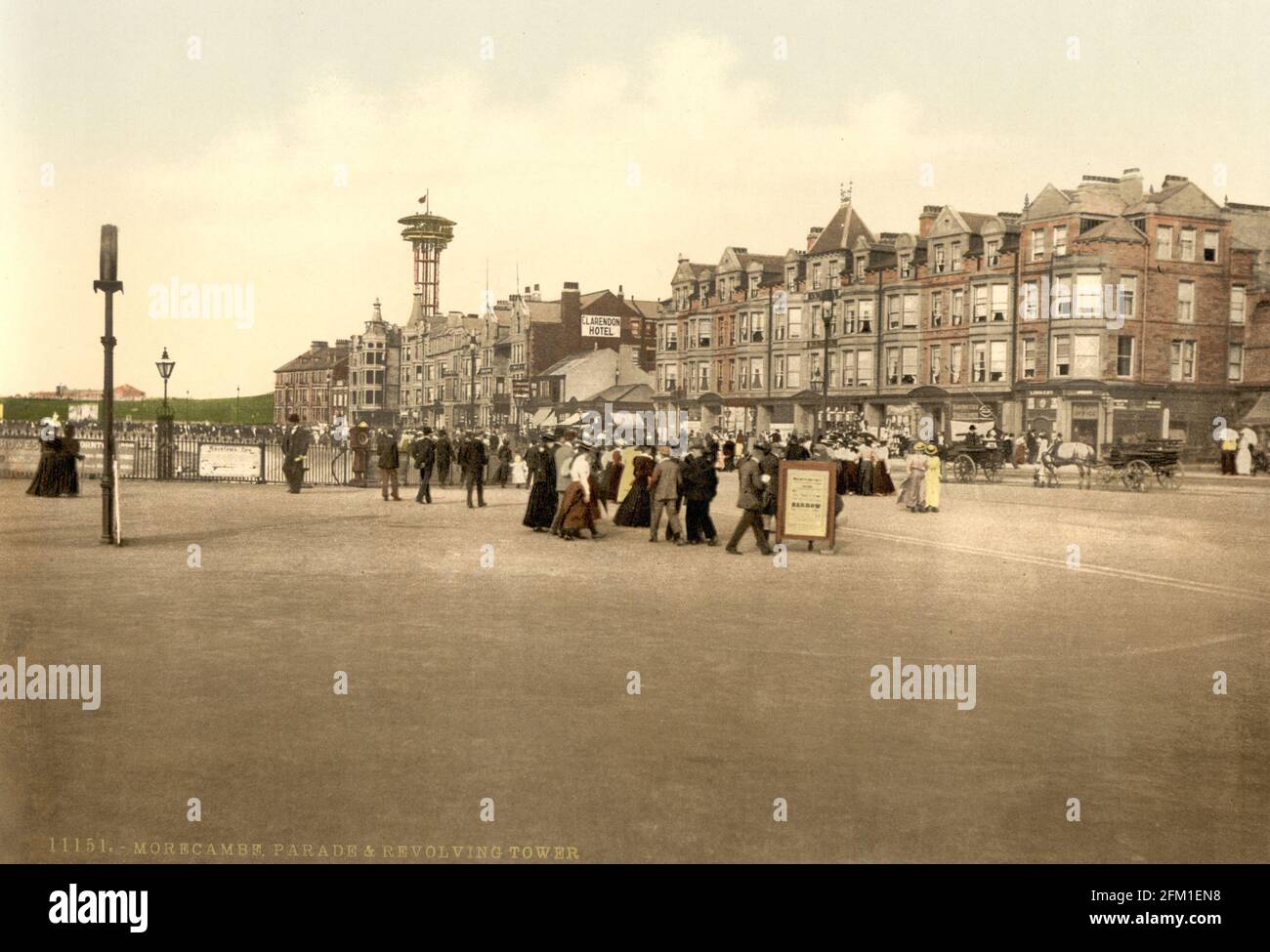Morecambe Parade and the Warwick revolving tower in Lancashire circa 1890-1900 Stock Photo