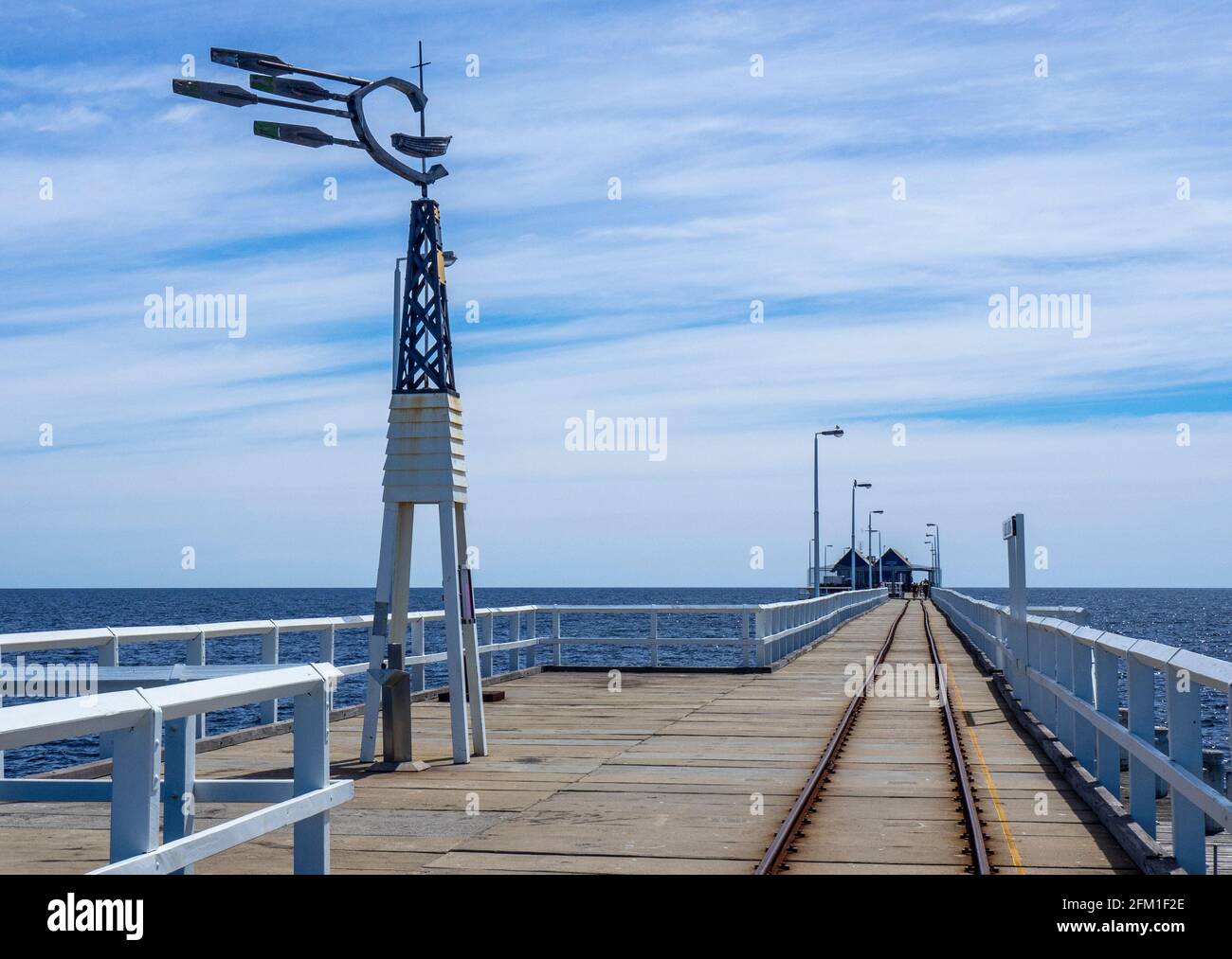 Directional wind vane at the end of Busselton Jetty the longest timber-piled jetty in the southern hemisphere, Western Australia Stock Photo