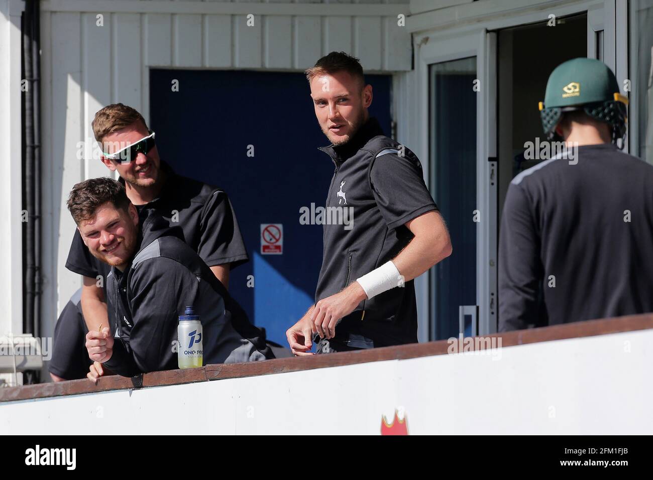 Stuart Broad on the Nottinghamshire balcony ahead of Essex CCC vs Nottinghamshire CCC, Specsavers County Championship Division 1 Cricket at The Cloudf Stock Photo