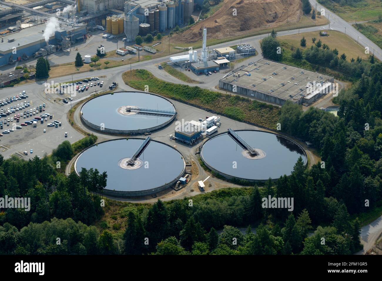 Aerial photo of the settling ponds at Catalyst's Pulp and Paper Mill in