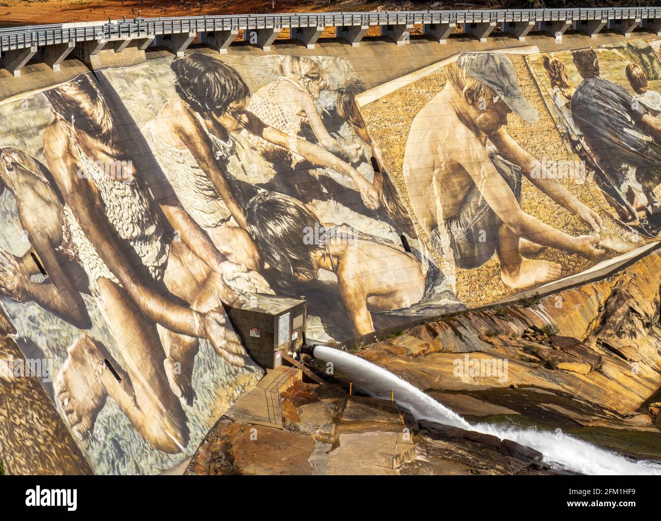 Wellington Dam world's largest dam wall mural painted by Guido Van